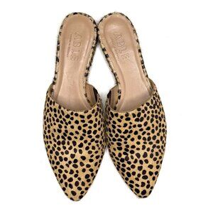 ABLE Women’s Leather and Calf Hair Leopard Mules Size 9